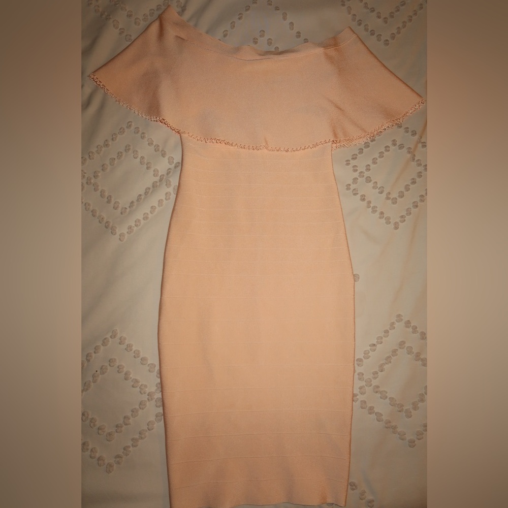 Elegant Peach Off-Shoulder Dress